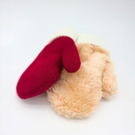 Knitted mittens - Santa red/white
