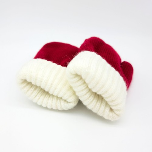 Knitted mittens - Santa red/white