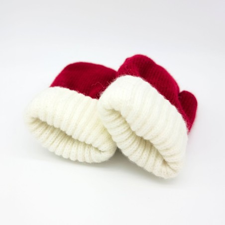 Knitted mittens - Santa red/white