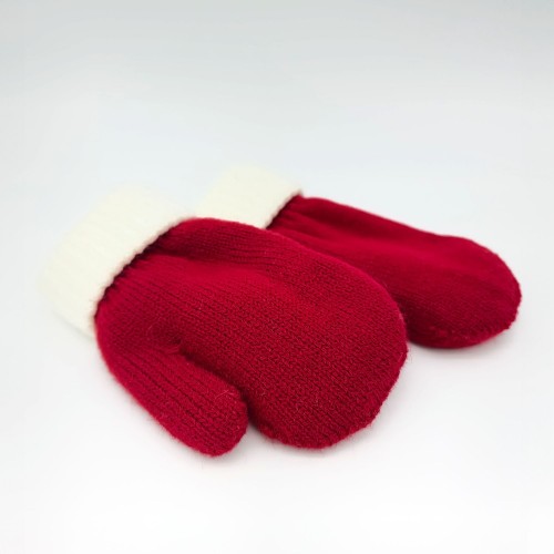 Knitted mittens - Santa red/white