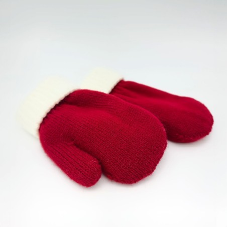 Knitted mittens - Santa red/white