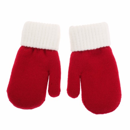 Knitted mittens - Santa red/white