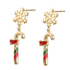 Earring - Candy cane with snowflake