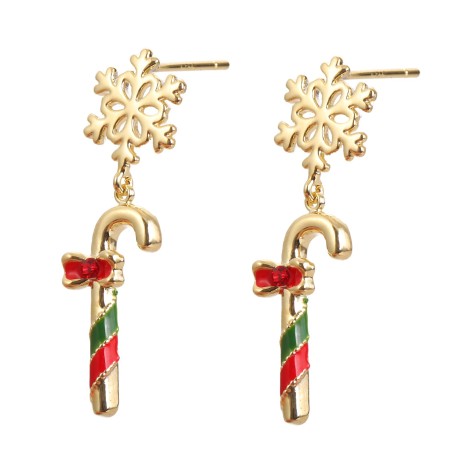 Earring - Candy cane with snowflake