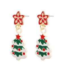 Earring - Xmas tree white / green