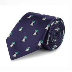 Tie - Red w. skating penguins