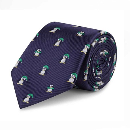 Tie - Red w. skating penguins