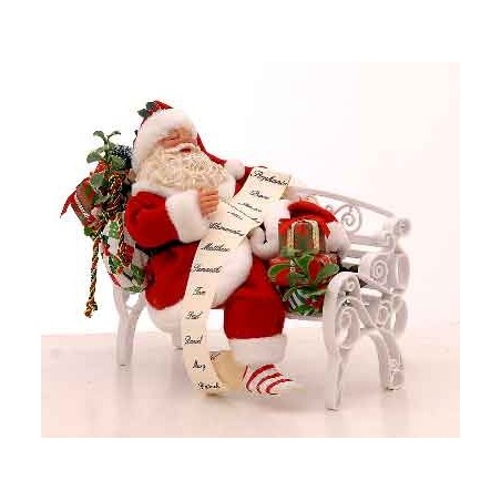 20cm Red/green/white Santa Claus w/bench