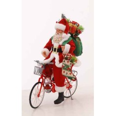28cm Red/green/white Santa Claus w/bicycle