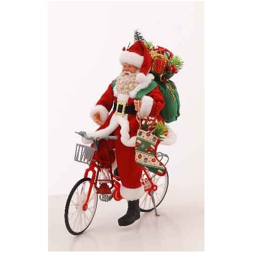 28cm Red/green/white Santa Claus w/bicycle