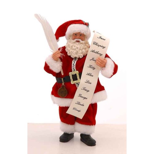 28cm Red/green/gold standing Santa Claus