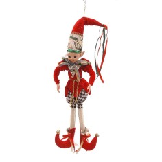 66cm Red green checkered pants elf