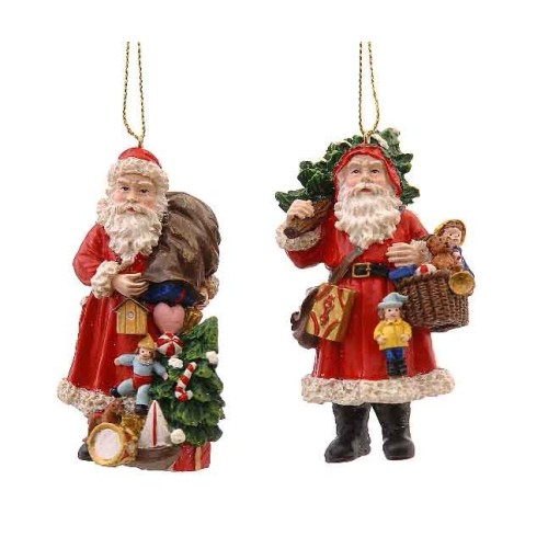 12cm Resin Santa w/gifts orn