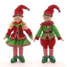 43cm Red/green/gold standing fairy elf