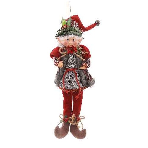 51cm Red & grey elf