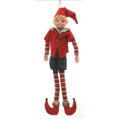 92cm Red/green/white hanging posable elf orn
