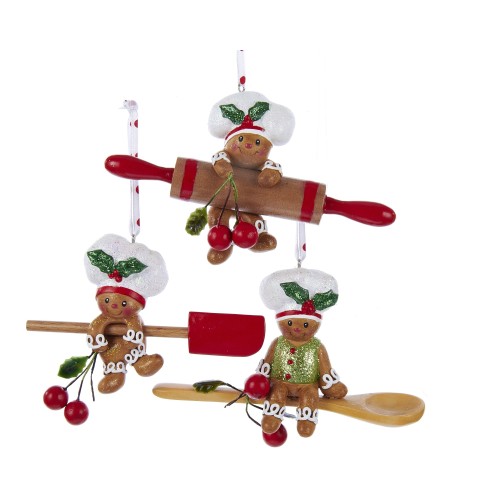 4"resin & wood gingerbread rolling