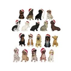 2.5"res cat & dog w/santa hat orns