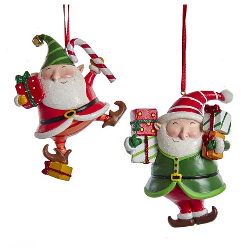 3.7"resin elf w/gifts orn 2/asstd