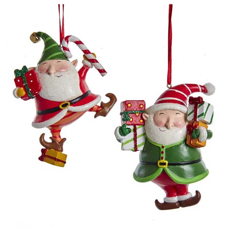 3.7"resin elf w/gifts orn 2/asstd